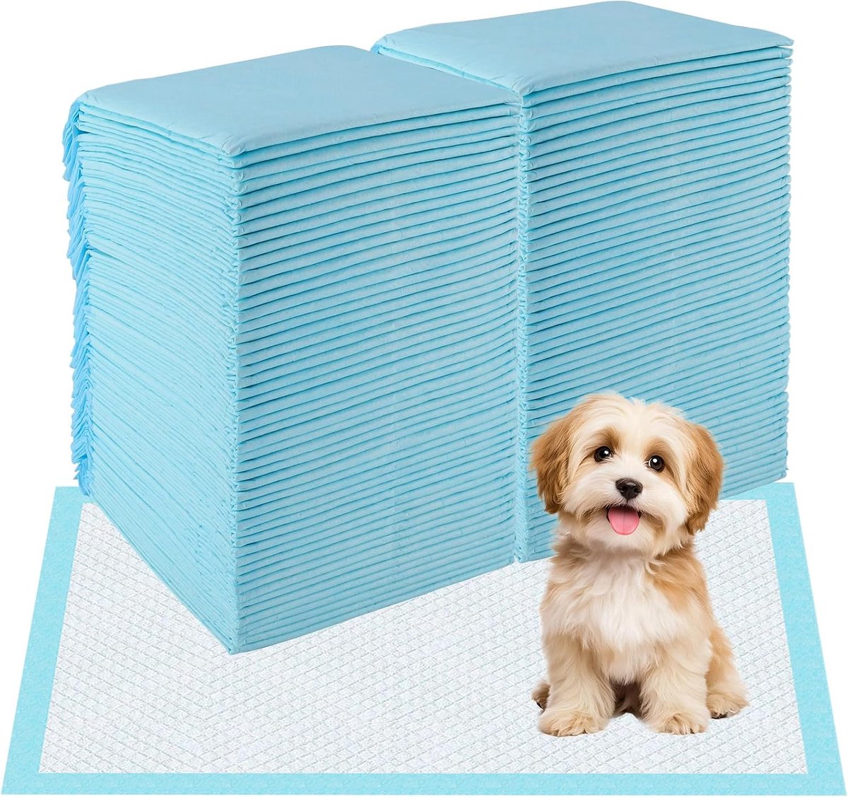 SnelShoppen - Pack van 100 Honden- en Puppy Matten 33x45 cm, Training Pads, Verschoonmatten, Lekvrij, 6-Laags Ontwerp, Snelle Absorptie, Geschikt voor