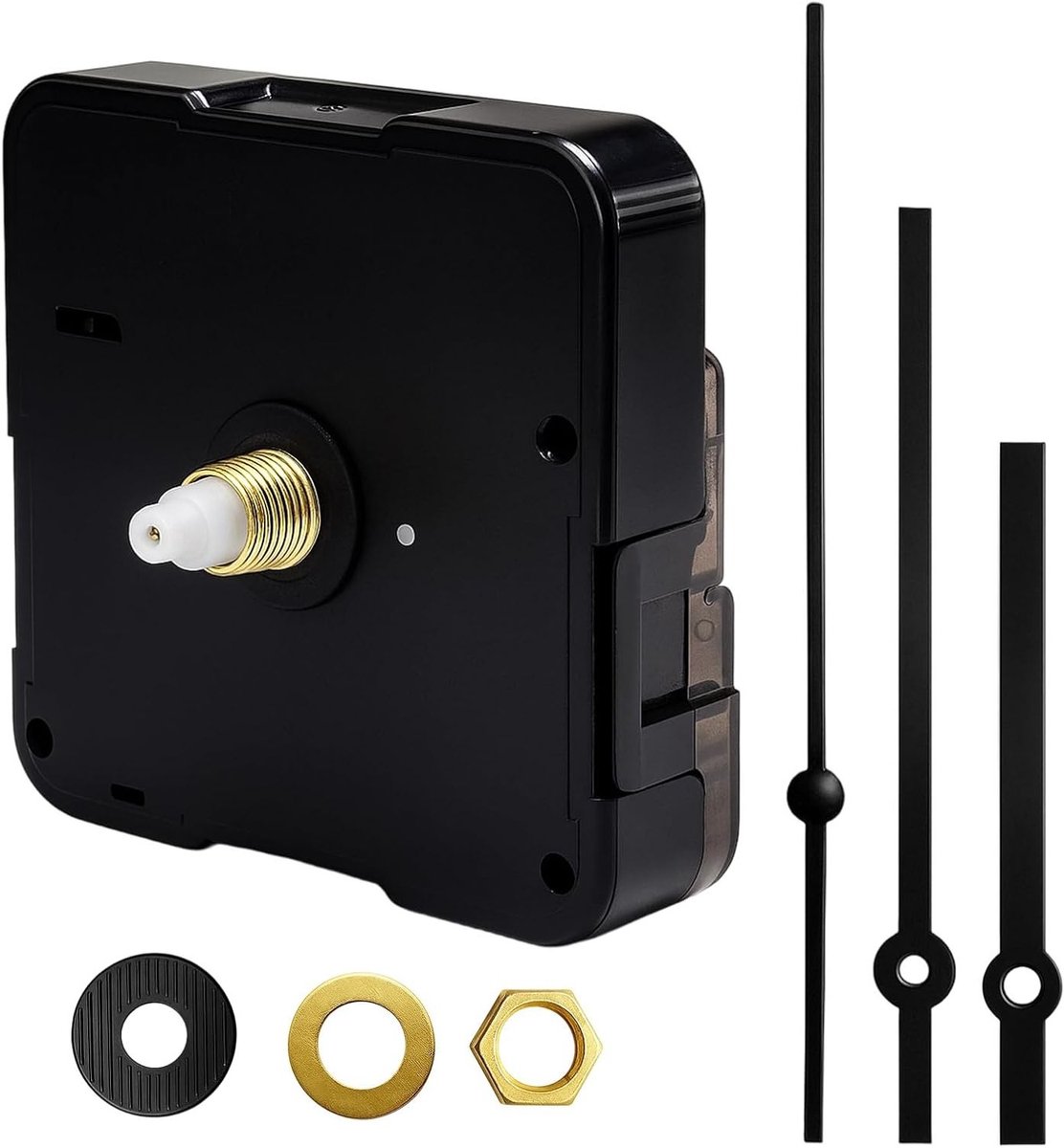 Stil uurwerk mechanisme met zwarte wijzers, batterij-aangedreven pendule voor reparatie en DIY, ideaal voor wandklokken in kantoor, school en interieurdecoratie