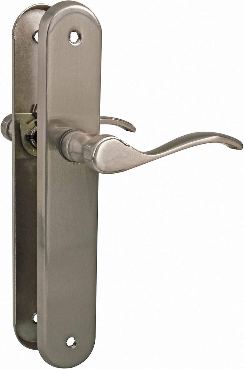 SnelShoppen - Set van 2 Deurgrepen - Functionele Ergonomische Levers - Ovalen Stalen Plaat en Zamak Trekhaak - Matt Zilver - Zonder Sleutelgat - 237 x