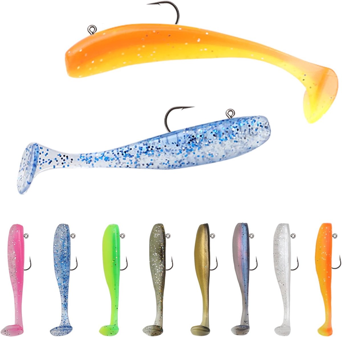 SnelShoppen - 50-delige Vissersset voor Snoek en Zander - Multicolore Soft Baits en Duurzame Haken voor Zoet- en Zoutwatervissen
