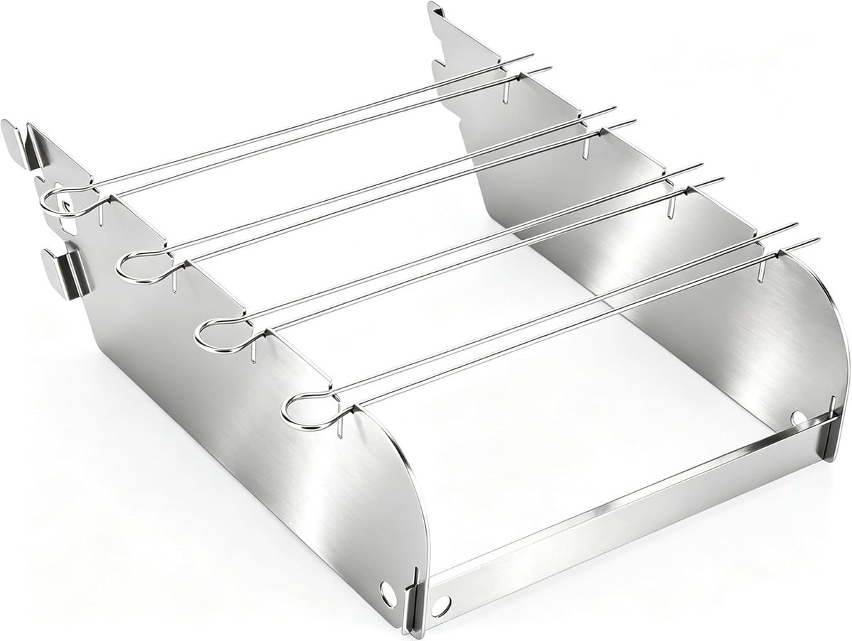 SnelShoppen - Wind- en Spatbescherming voor Barbecue met 4 RVS Spies Houder - Ideaal voor Tuin en Camping - Elegante RVS Grill Accessoire
