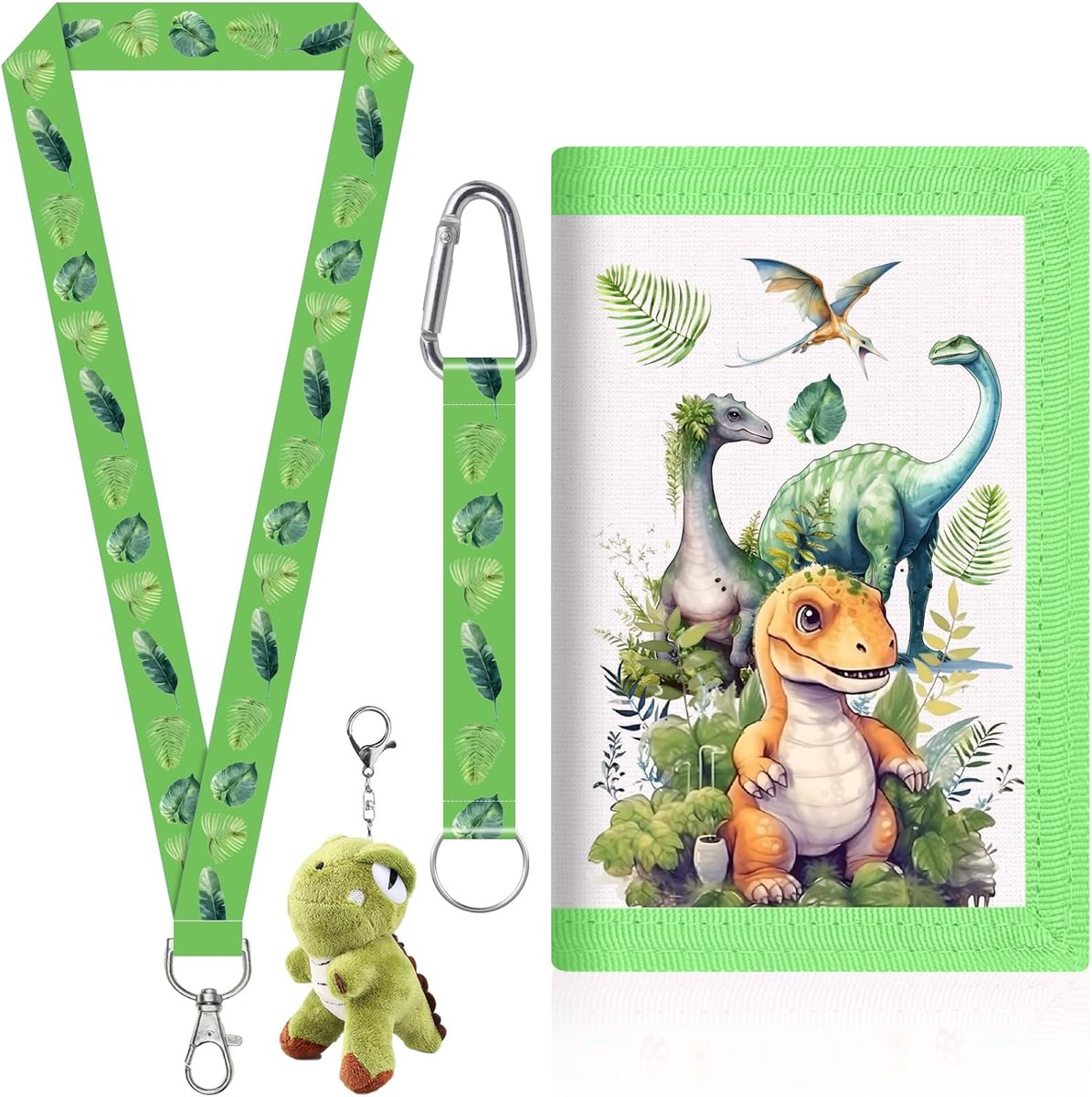 SnelShoppen - Kids Portemonnee met Muntcompartiment voor Kinderen 4-12 jaar - Dinosaurus Motief - Handige Pasjeshouder met Bankbiljetcompartiment - Id