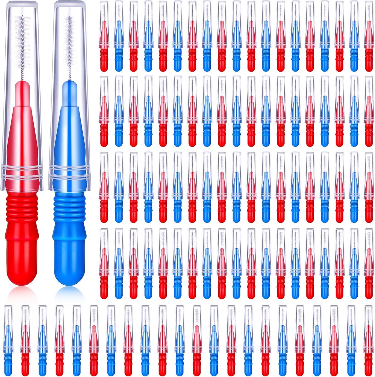 SnelShoppen - 100Pcs Interdental Borstels Flosser Tandenstokers voor Mondhygiëne - Tandreinigers in Verschillende Kleuren voor Plaque Verwijdering en