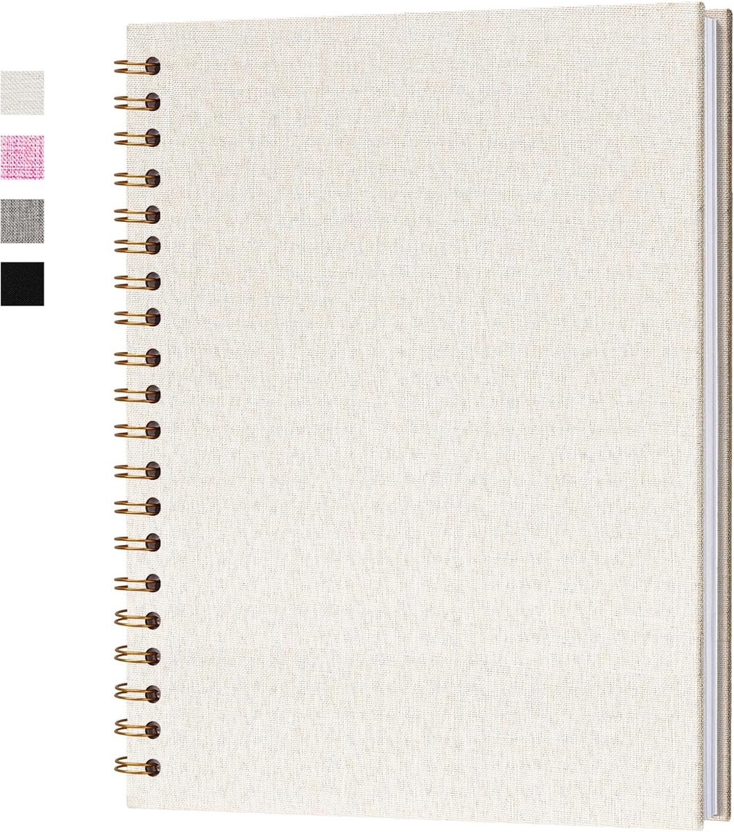SnelShoppen - DIY Fotoalbum 28 x 20.5 cm Scrapbook Foto Boek met 40 Witte Pagina's, Beige Linnen Kaft voor Bruiloft, Verjaardag, Jubileum, Babyherinne