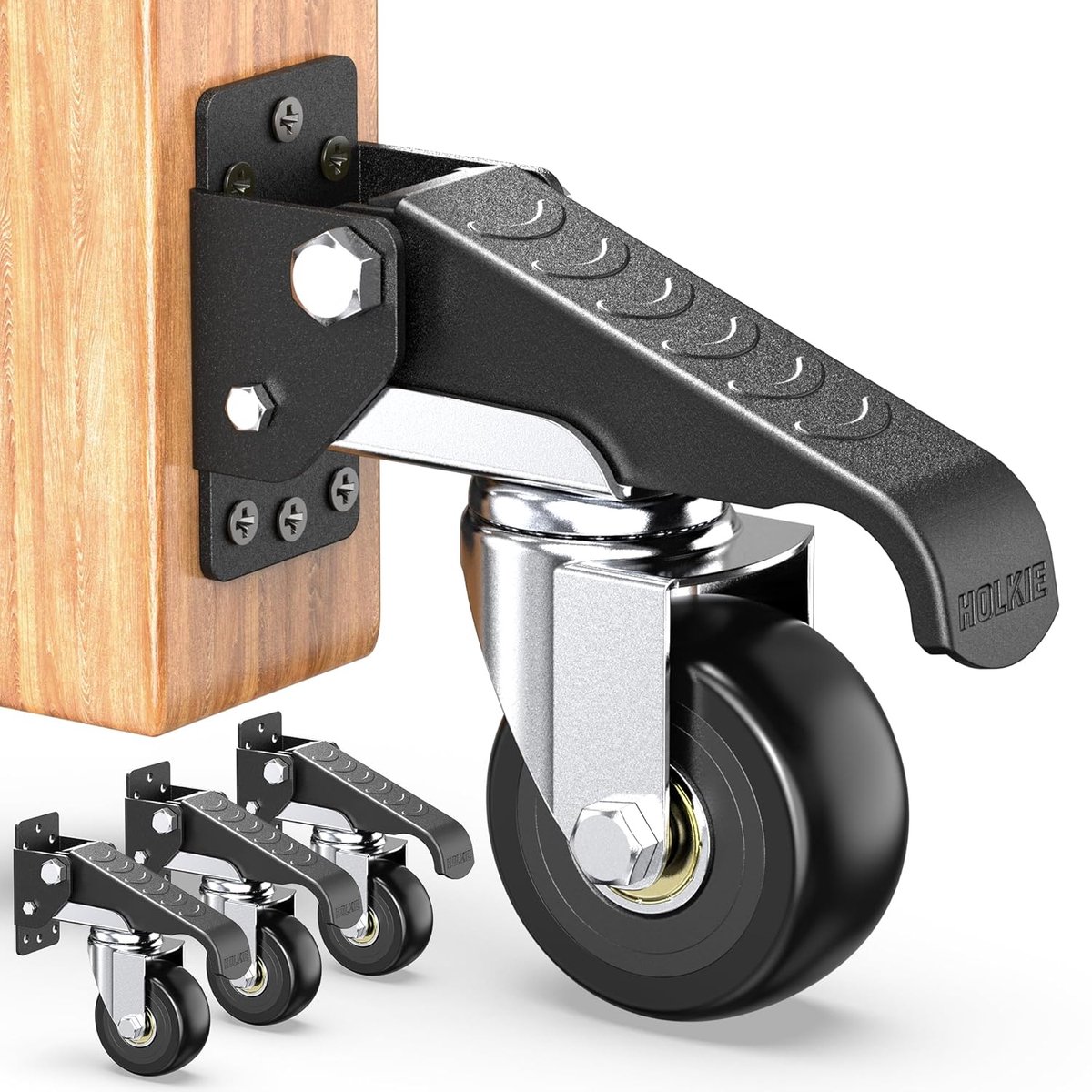 SnelShoppen - HOLKIE Retractable Wheels - Robuuste Zwenkwielen met Hef- en Laatfunctie - Tot 317 kg Belastbaar - Ideaal voor Werkbanken en Apparatuur