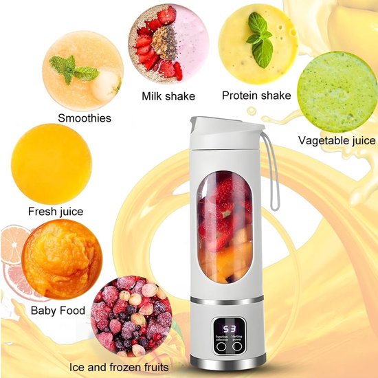SnelShoppen - Portable Mixer met 12 Messen, 450 ml Sapbeker voor Smoothies en Shakes, Mini Mixer met LED Display, Oplaadbaar voor Thuis, Sport en Buit — afbeelding 3