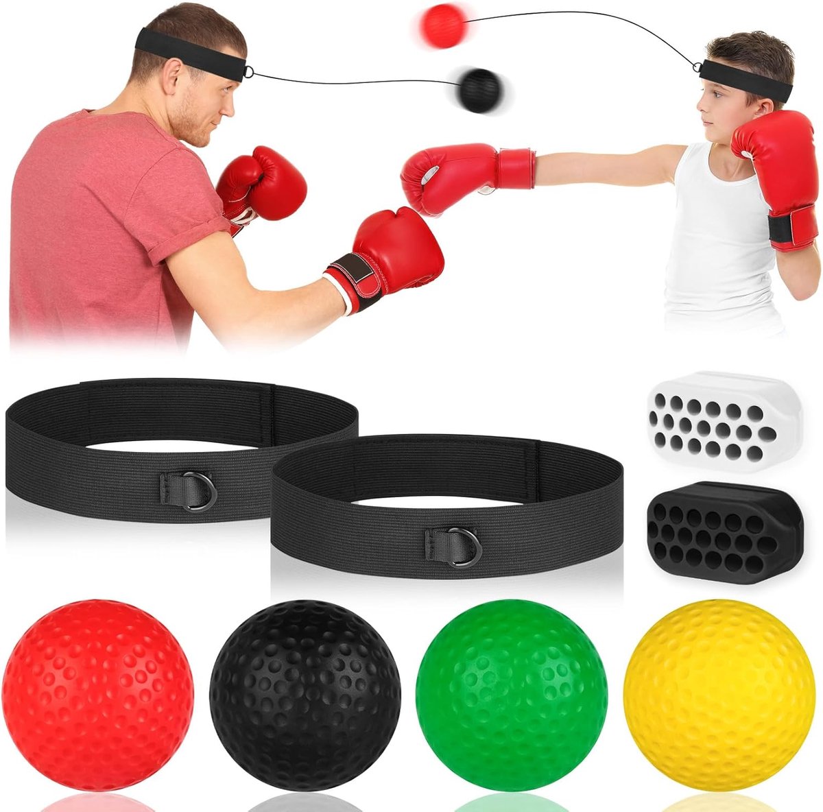 SnelShoppen - Boxing Reflex Ball Set - Fitness MMA Muay Thai - Verbeter Snelheid en Reactie - Hand-oog Coördinatie Training - Voor Volwassenen en Kind