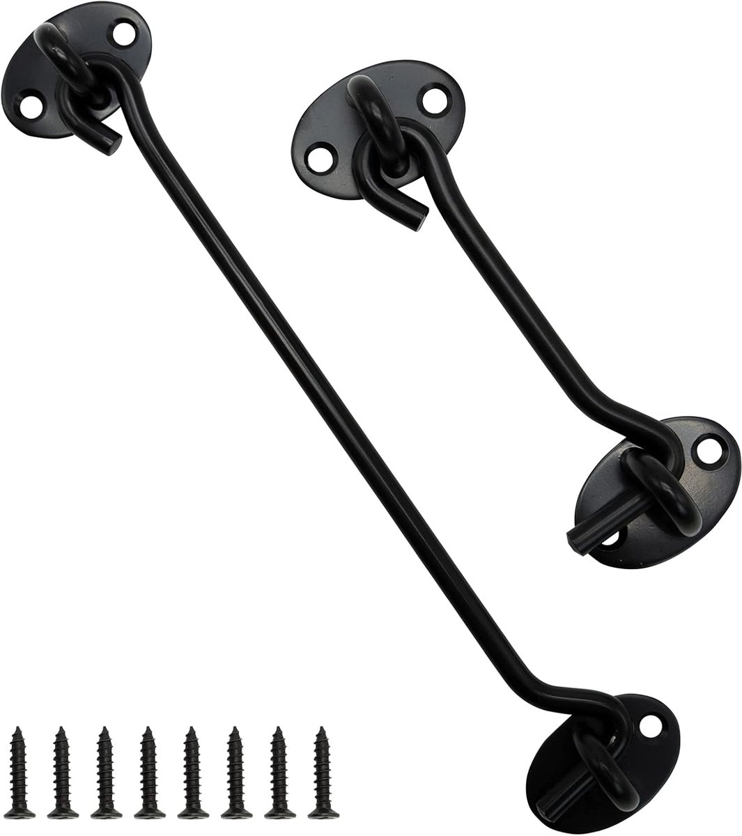 SnelShoppen - 2pcs Heavy Duty RVS Haak en Oog Slot 100mm/4'' + 200mm/8'', Veiligheidsslot voor Deur, Extra Beveiliging voor Huis, Tuin en Schuur