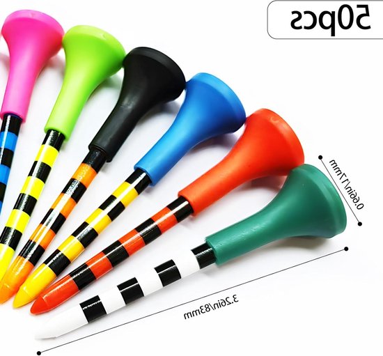 Set van 50 Duurzame Golf Tees in Meerdere Kleuren, 83 mm, Ideaal voor Training en Wedstrijden, Inclusief Rubber Kussentjes — afbeelding 4