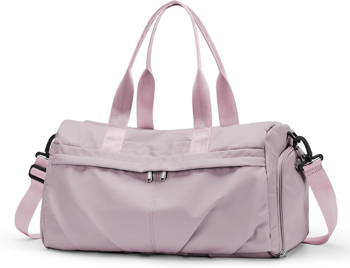SnelShoppen - HYC00 Dames Sporttas Weekendtas Fitness Bag met Schoencompartiment Waterdicht Reistas met Droog en Nat Compartiment Toilettas, Lotus Roz
