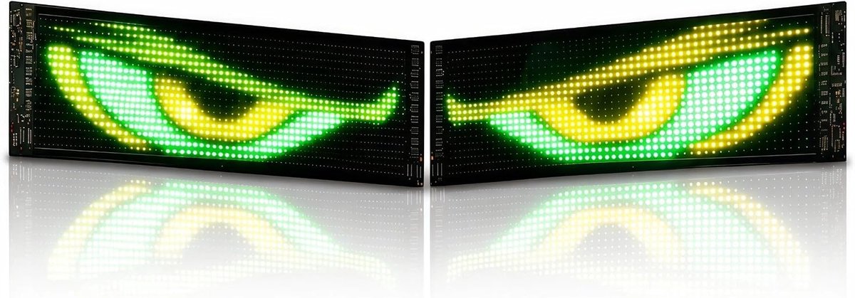 SnelShoppen - Set van 2 LED Ogen voor Auto en Truck, 10.2 x 34.7 cm, Programmeerbare Duivel Ogen met App- en Afstandsbediening, Perfect voor Veilighei