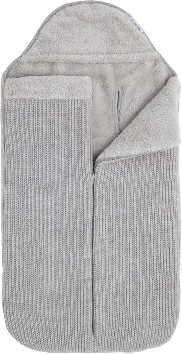 SnelShoppen - Voetenzak autostoel 0+ - Warm en stijlvol - Geschikt voor 3- en 5-puntsgordel - Dusty Grey - Hoogwaardig teddy materiaal