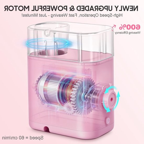Automatische I-Cord Breimachine met 2 Garnspoelen en 1 Rol, Elektrische Breimolen voor Snelle DIY-Knutselprojecten, Roze Decoratieve Koord en Strickliesel voor Creatieve Breiwerkjes — afbeelding 2