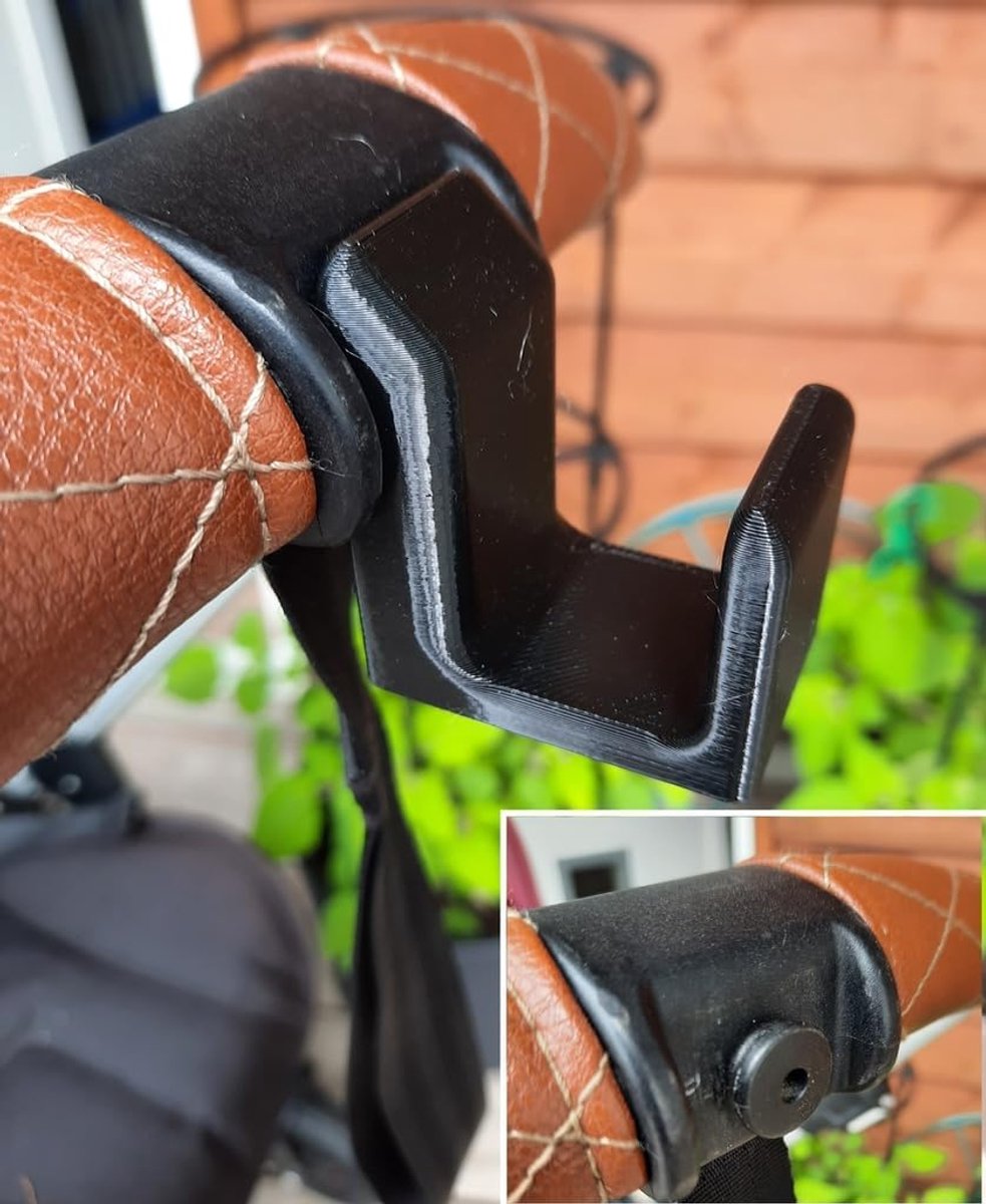 SnelShoppen - Kinderwagenhaak voor Bugaboo - Tassenhouder met pin-bevestiging - Handig voor boodschappentassen, handtassen, luiertassen - Made in Germ
