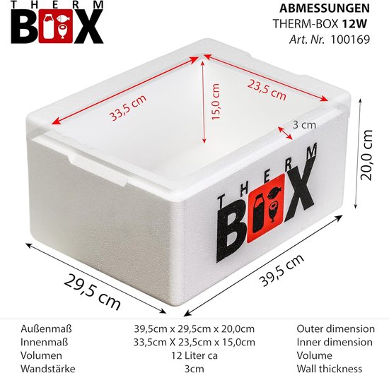 SnelShoppen - Thermo Box Styrofoam Box 1L t/m 19L Isolatiebox Koelbox Warmhoudbox Herbruikbaar voor Feest, Camping, Tuin, Keuken van Snelshoppen — afbeelding 3