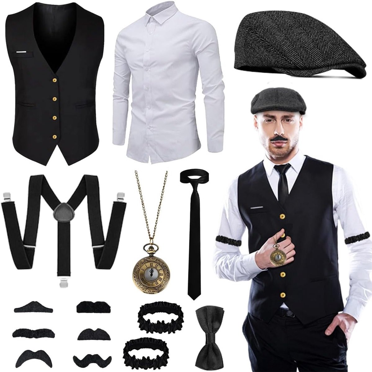 Stijlvolle accessoires voor mannen in de jaren 20 - Perfect voor themafeesten en kostuums