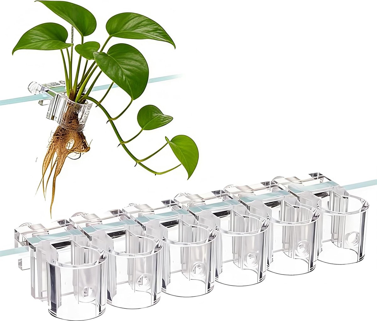 SnelShoppen - 6 stuks Aquarium Plantenhouders - Transparante Bloempot voor Aquaria - Eenvoudig te Installeren - Robuust, Schokbestendig en Duurzaam -
