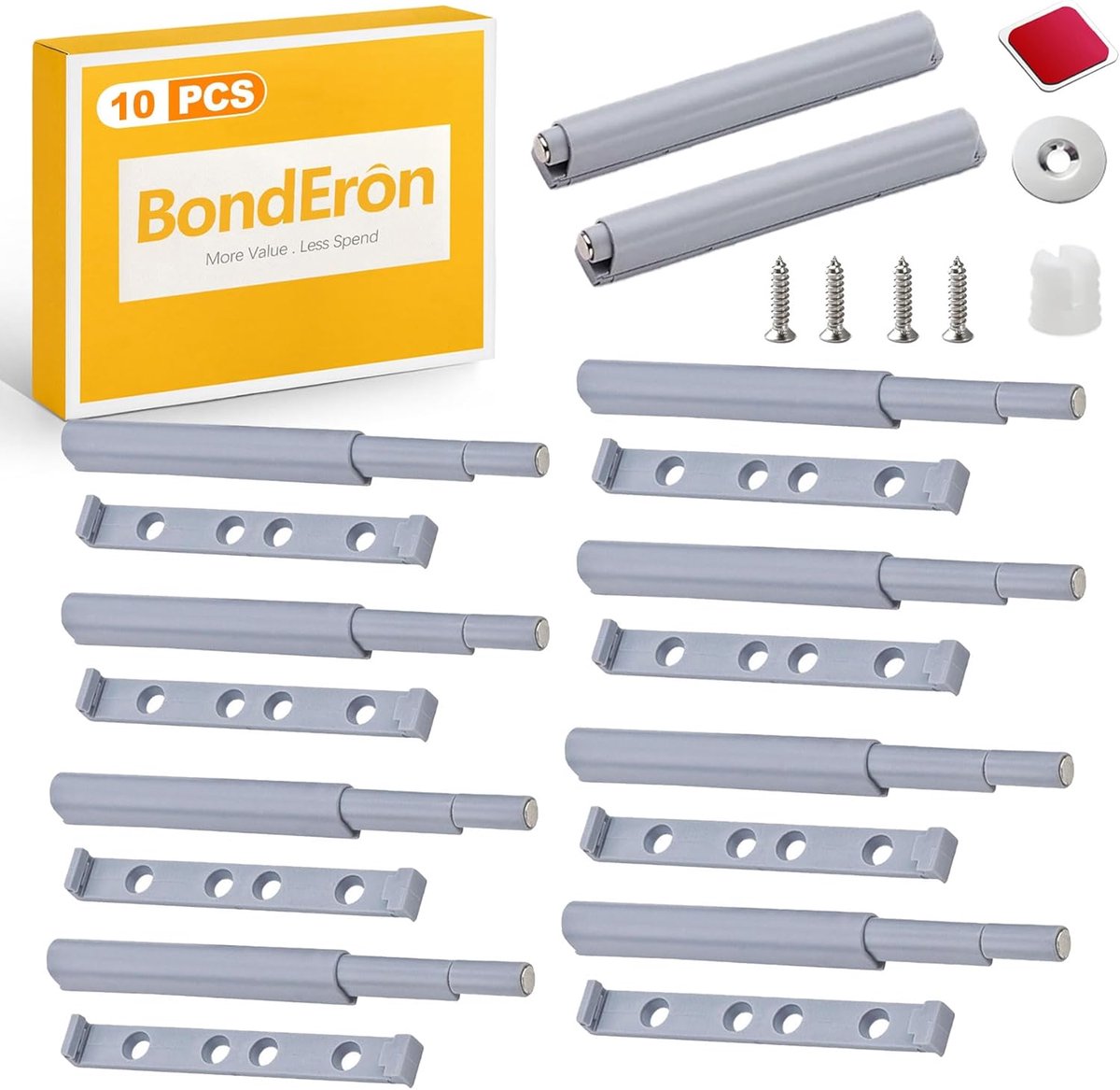 SnelShoppen - 10x Magnetische Push To Open Deur Opener voor Keuken, Kasten, Lades, Tip-On Functie, Verstelbare Hoogte, Handvat Vervanging, Praktisch e