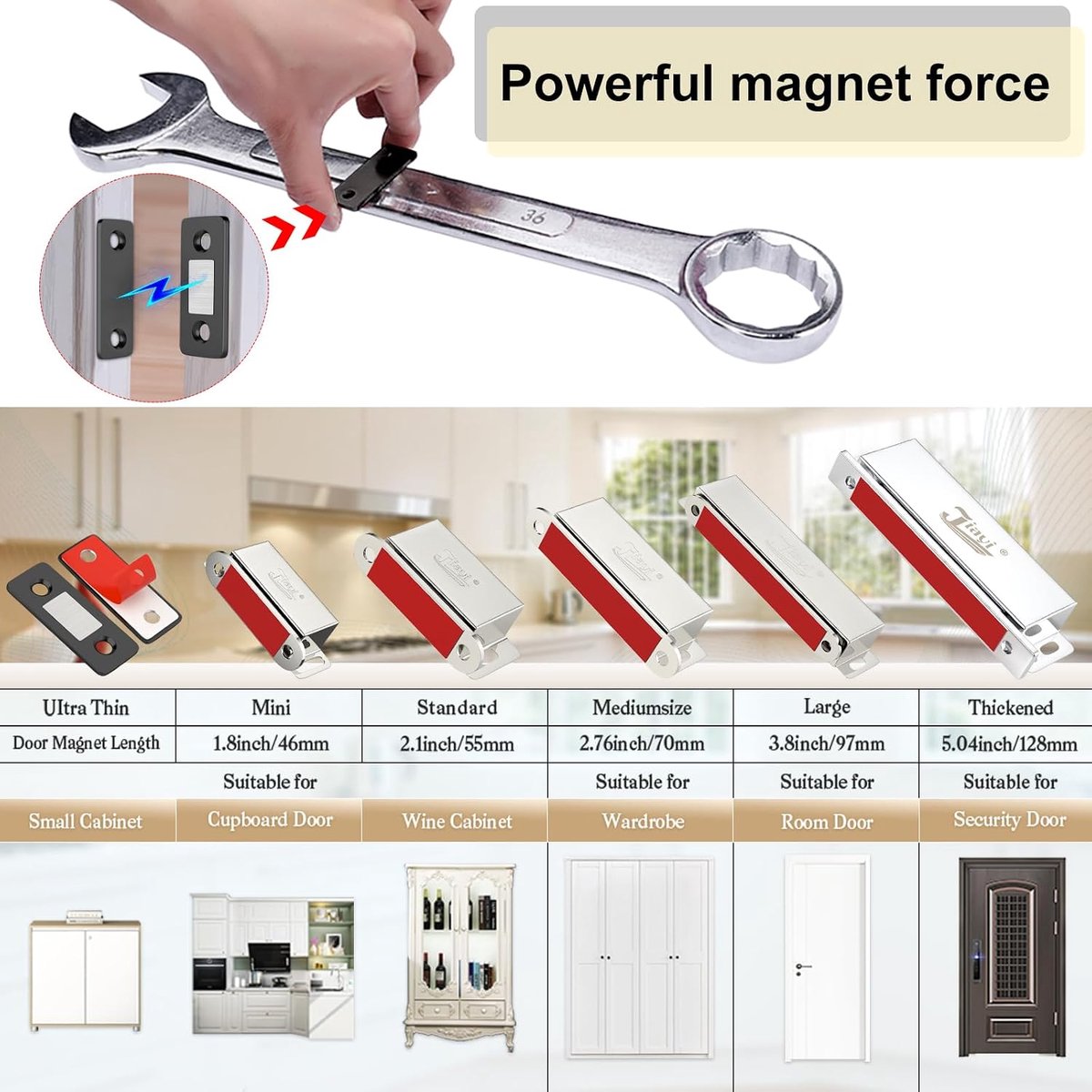 SnelShoppen - 2 Pack Ultra Dunne Magnetische Deursluiter voor Keuken, Kast en Lade - Roestvrij Stalen Magnetische Sluiting - Ideaal voor Glijdende Deu