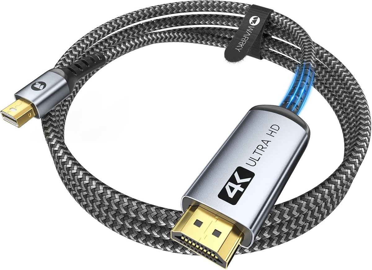 SnelShoppen - Mini DisplayPort naar HDMI Kabel 3M - 4K@30Hz, Hoogwaardige Beeld- en Geluidskwaliteit, Ideaal voor PC, Laptop, TV, Projector, Gaming, T