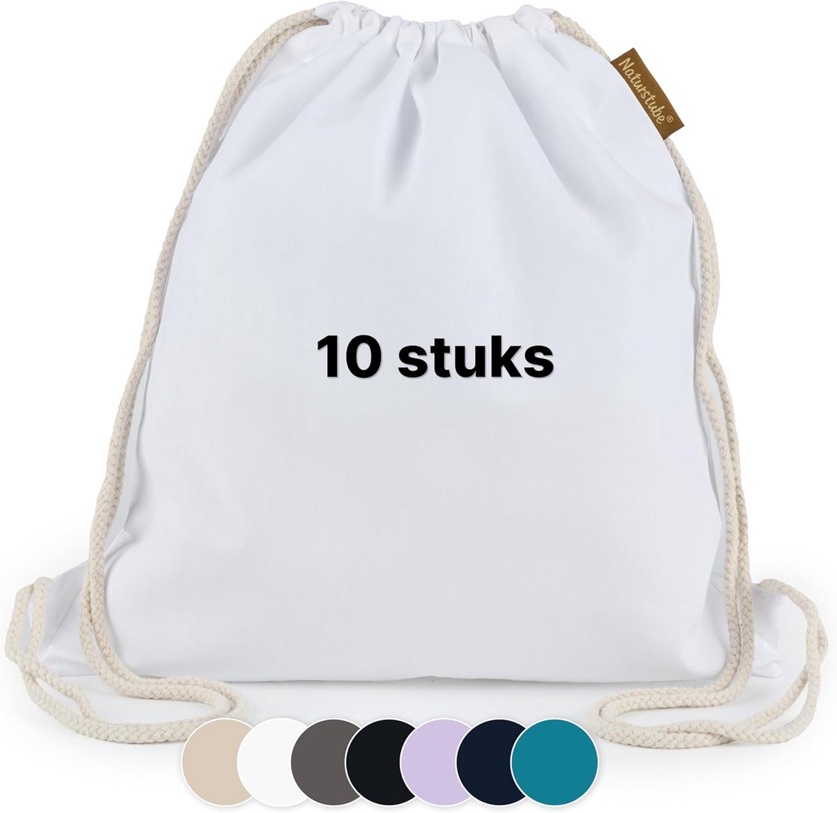 Thijox - Gymtas met Trekkoord 10 Stuks - Katoenen Sporttas Wit (38 x 42 cm) OEKO-TEX® - Voordeelset voor Beschilderen, School, Knutselen & Sportclub -