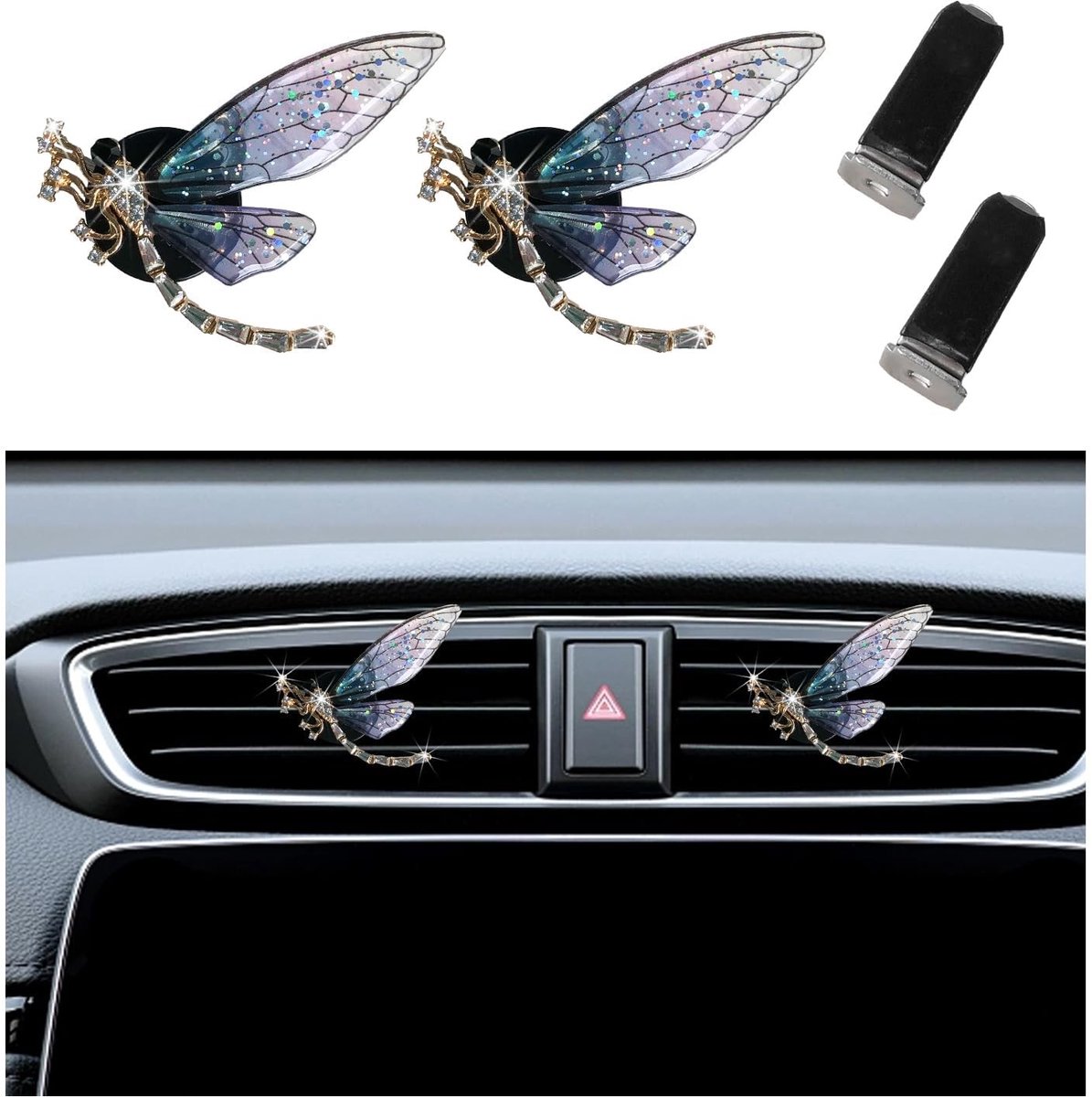 Auto luchtverfrissers - 2 stuks bling libelle clips voor interieurdecoratie