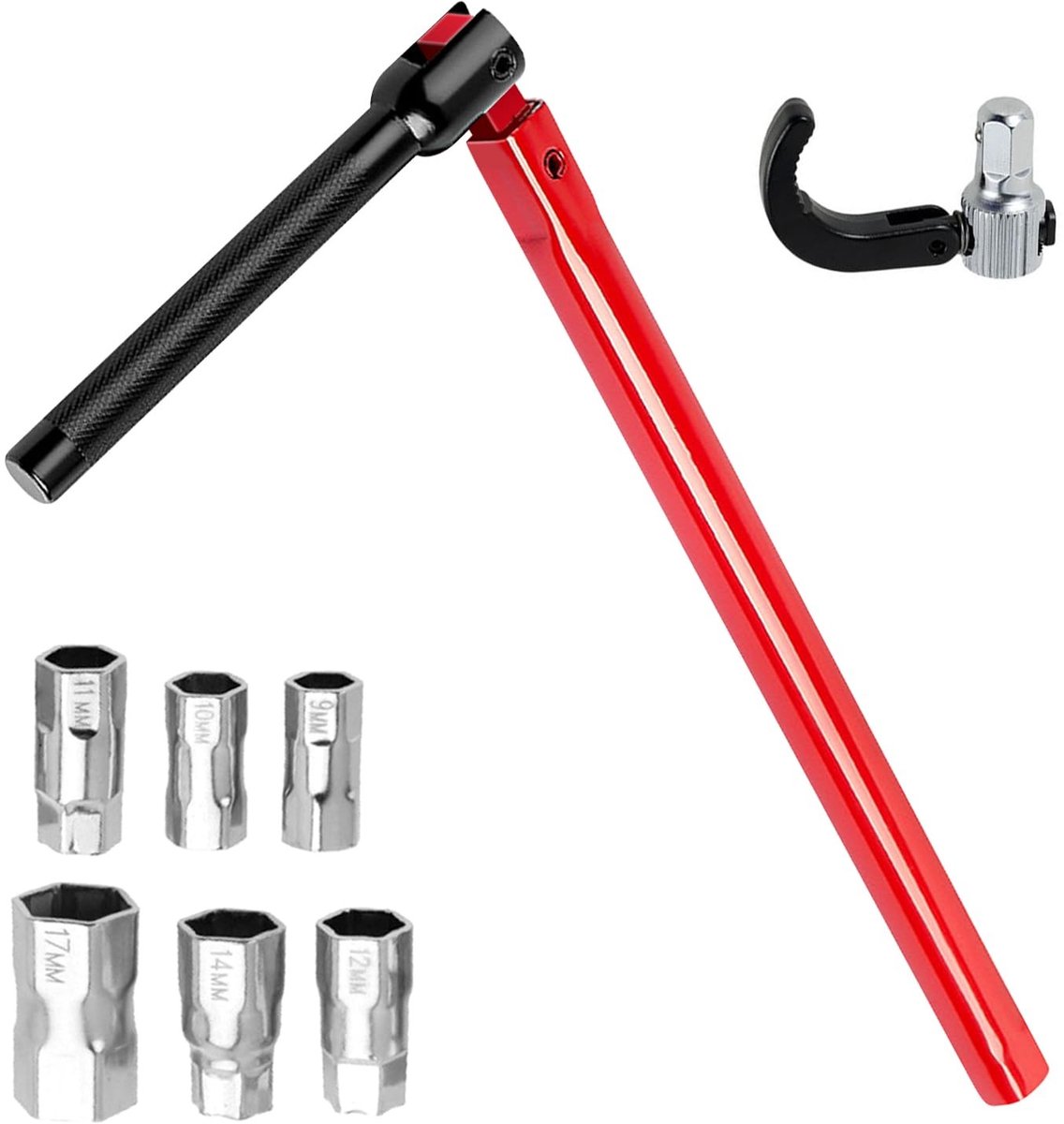 8-delige Slangklemmen Set - 9-17 mm - Rood