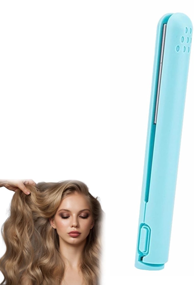 Mini Krultang en Steamer - 2-in-1 voor Alle Haartypes - Blauw