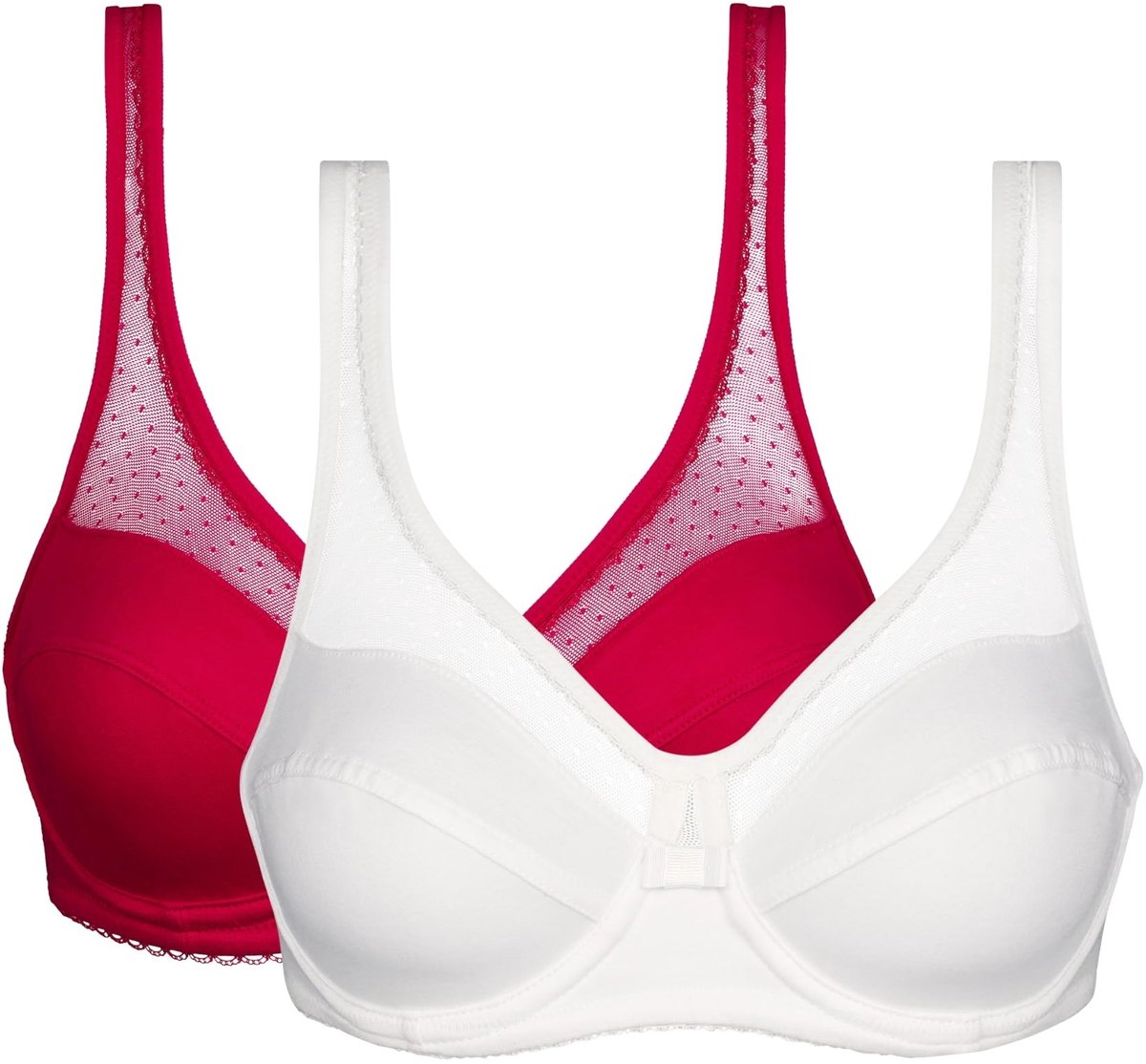 Dames beha - 2-Pack - Ondersteuning en comfort - Kersrood/Wit