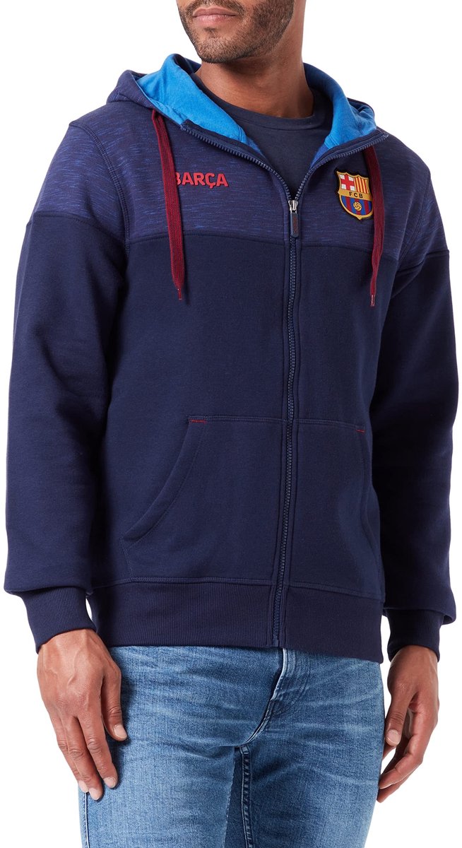 Hoodie met capuchon en logo - Navy - L