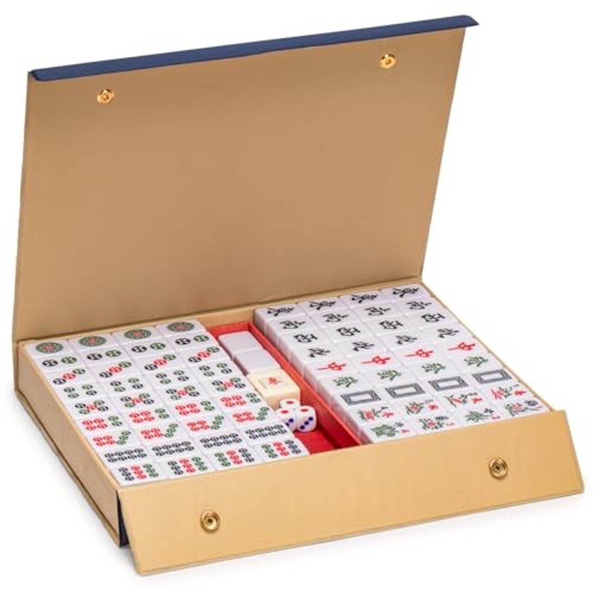 Mahjong Set met 146 Tegels - Blauw Case