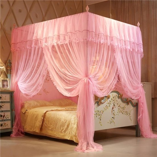 Hemelgordijn voor Bed - Hemelbed Gordijn - Slaapkamer Decoratie - Eenvoudige Installatie - 2 x 1.5 x 2 m - Roze — afbeelding 2