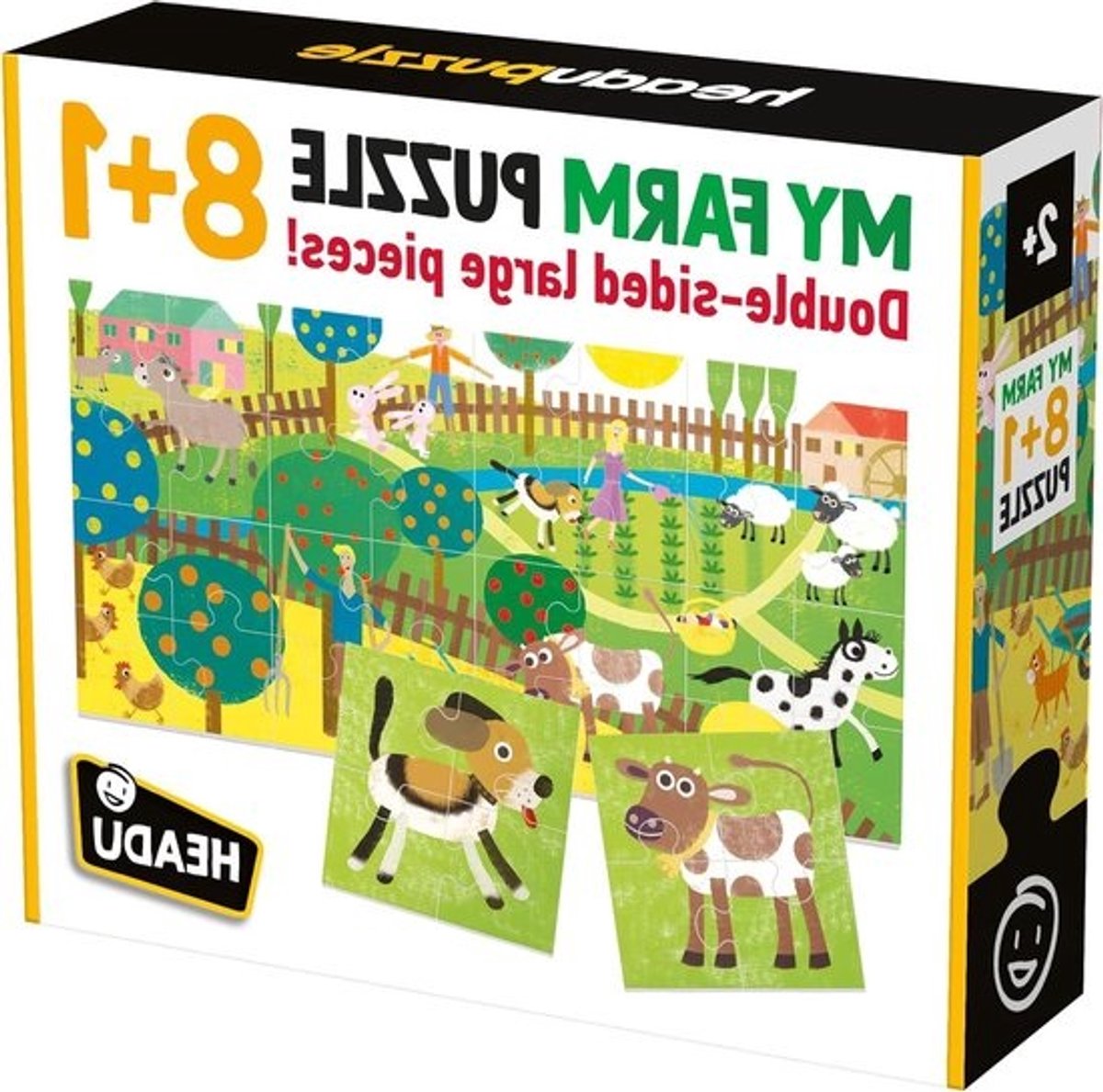 Houten Puzzel Boerderij - Legpuzzel Dieren - Ontwikkeling Kinderen - Dubbelzijdig Ontwerp - 4 Delen Per Puzzel - Meerkleurig