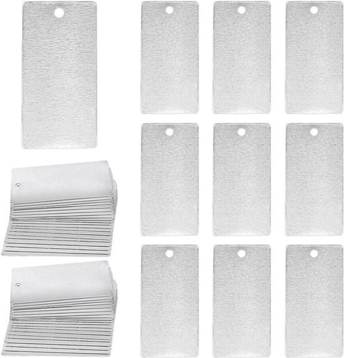 Metalen Graveer Blanks - Aluminium Tags Hangers - Planten Labelen - Dubbelzijdig Schrijven - 3x6cm 40 stuks - Zilver
