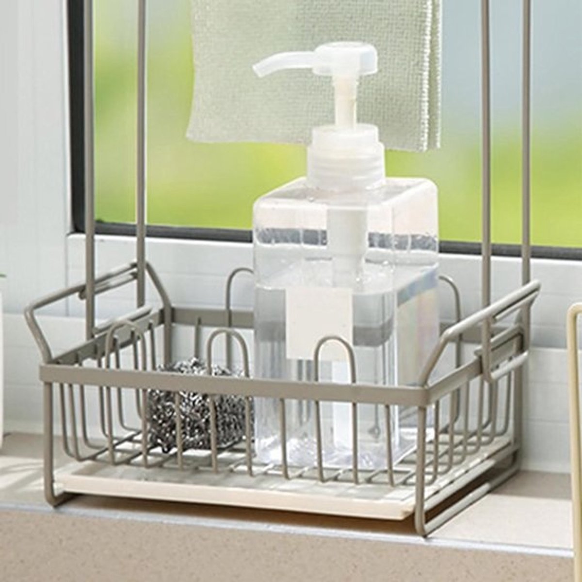 Keuken Organizer - Aanrecht Caddy - Keuken Opruimen - Met Lekbak - 20.5 x 12.5 x 24 cm - Grijs