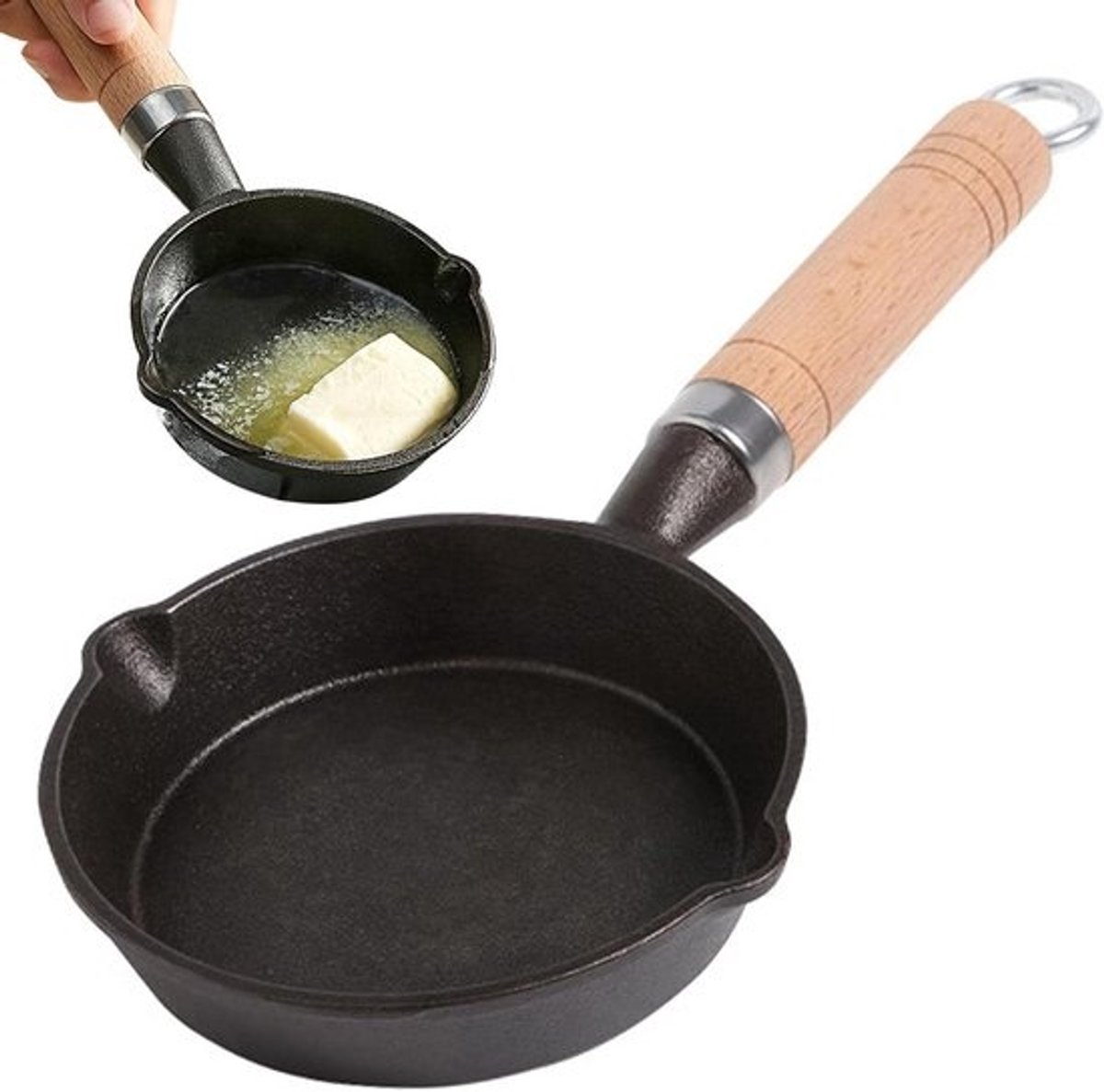 Keukeneierpan - Mini omeletpan - Ontbijt Bereiden - Anti-aanbaklaag - 10 cm - Zwart