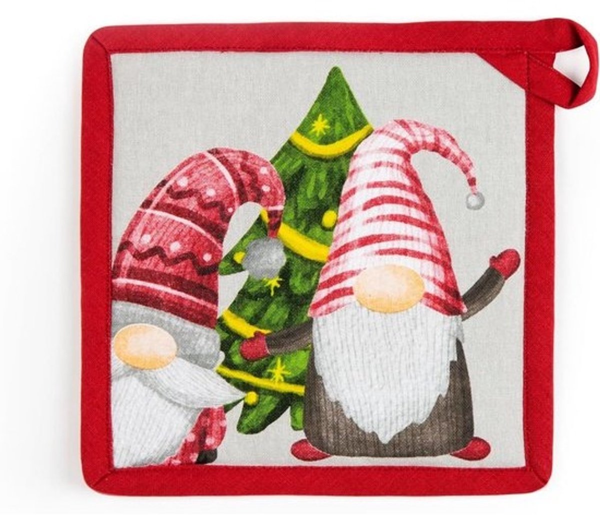 Pannenlappen - Ovenwanten Keukenhandschoenen - Veilig Koken - Kabouter Vriendjes Design - 20 x 20 cm - Rood