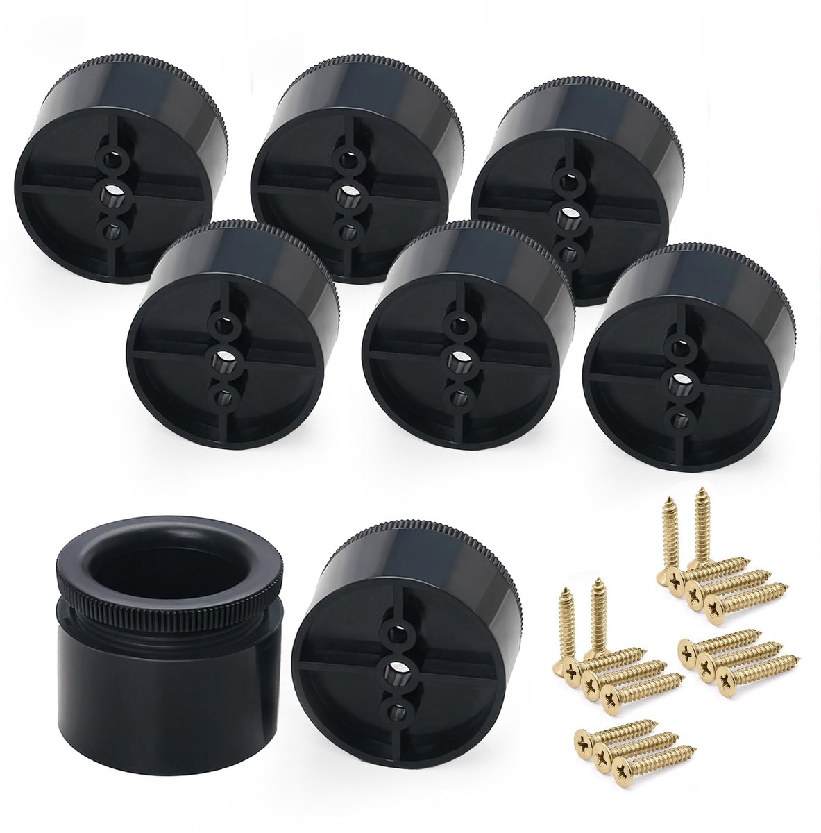 8 Stuks Verstelbare Plastic Meubelpoten - Zwart