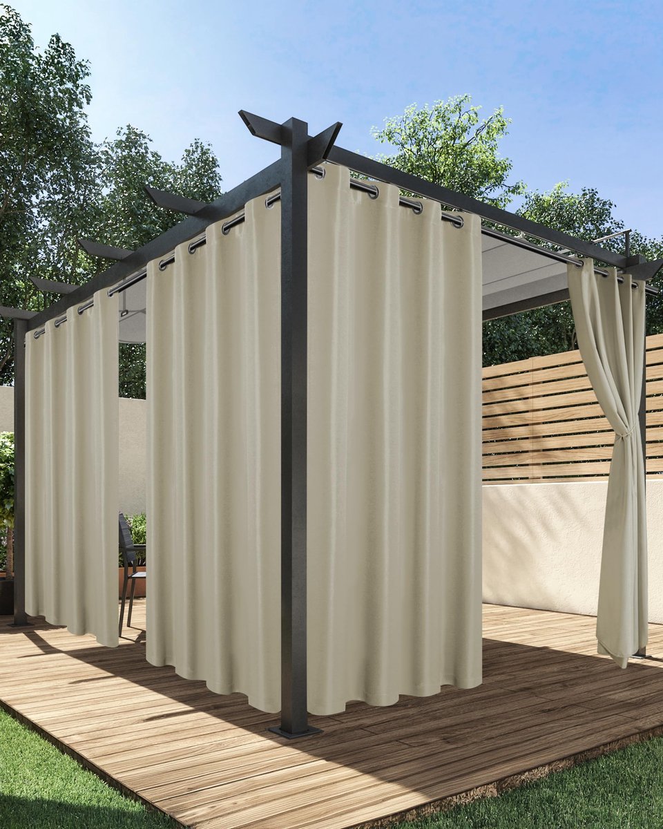 Buiten Gordijnen Set van 4 - Waterdicht en Lichtdoorlatend - Taupe