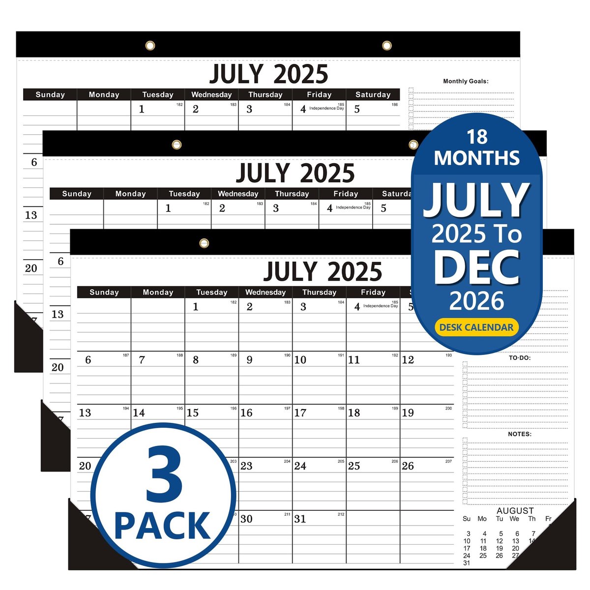 Bureaukalender 2024-2025 - Grote 12x17 Inch - Juli 2024 tot December 2025
