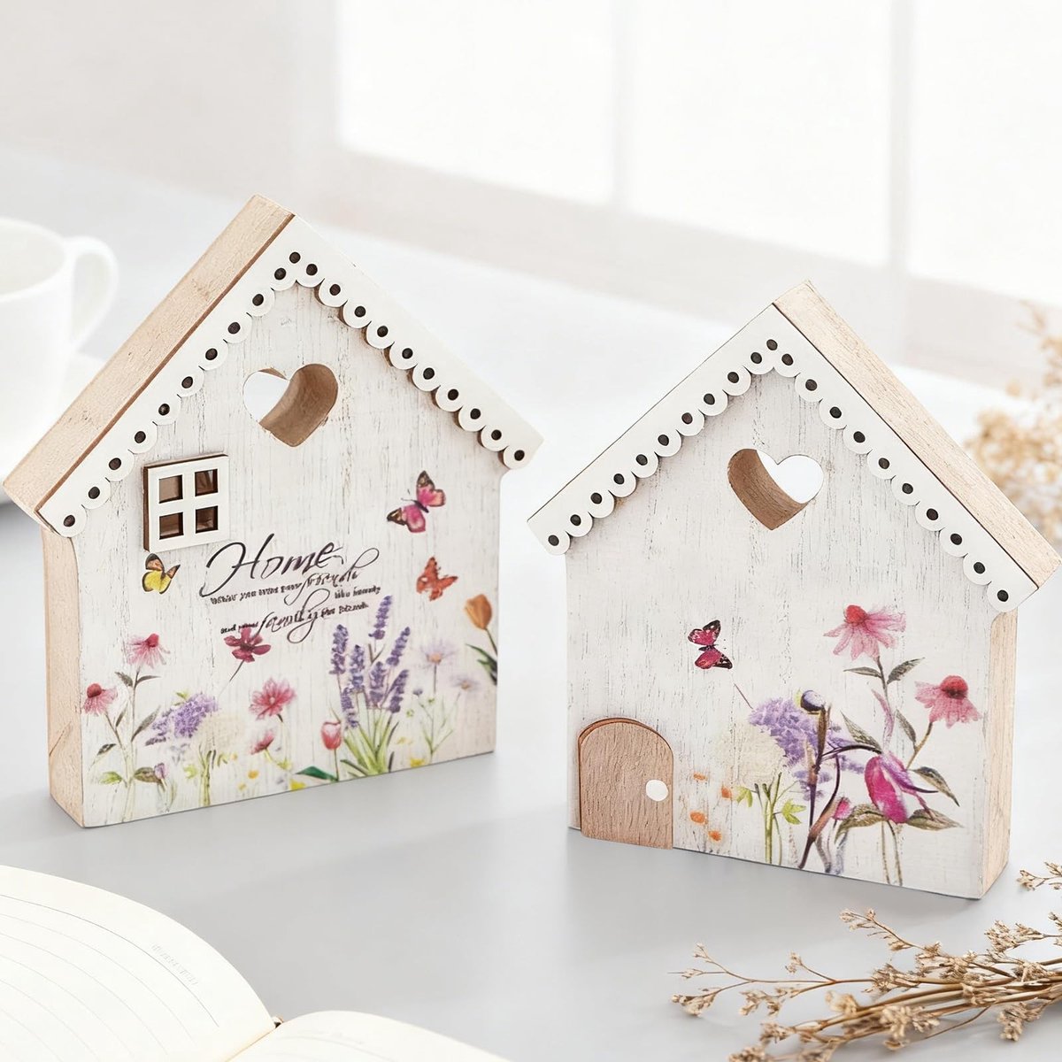 Houten Vissen Decoratieset - 2 Stuks