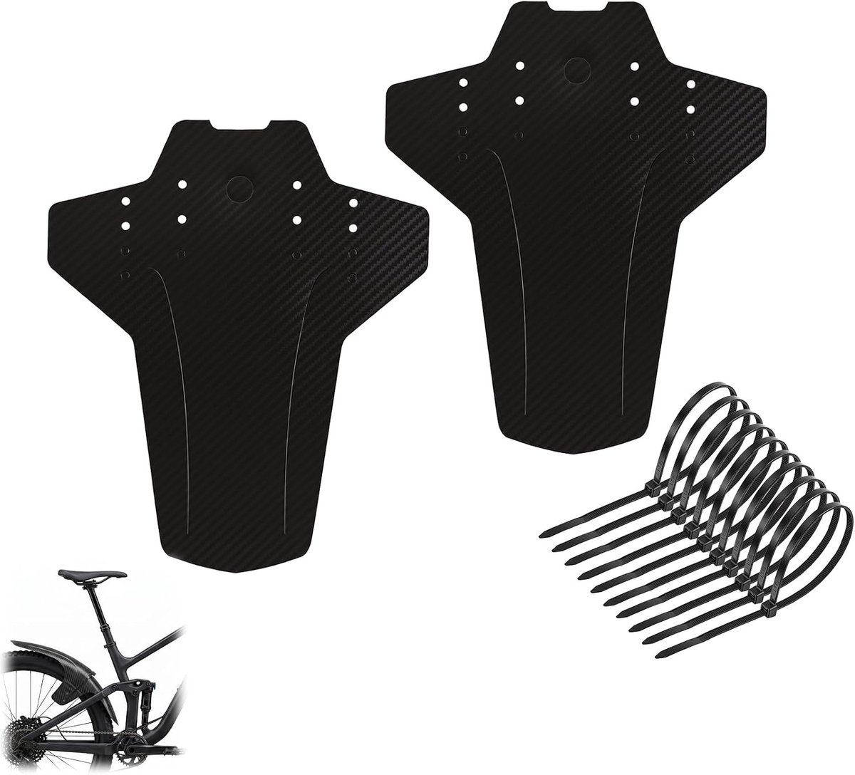2 Stuks Achter Mudguard voor Mountainbike 265 x 220 x 0.8 mm Geschikt voor 20-29 Inch MTB, Waterdicht en Duurzaam