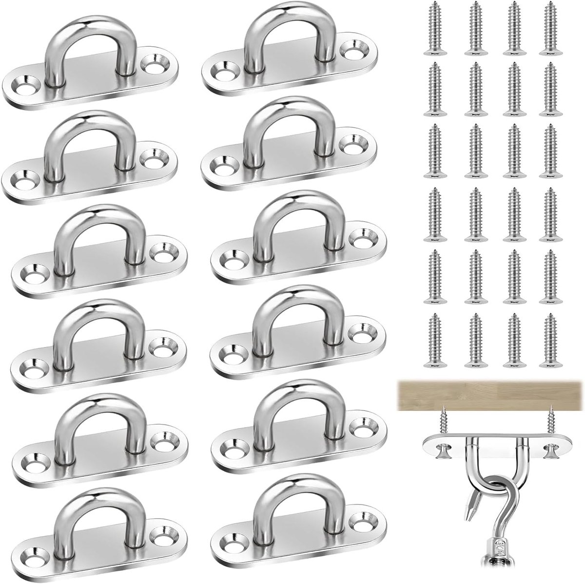 Pad Eye Plate Set - 12 Stuks met 2 Gaten en Schroeven