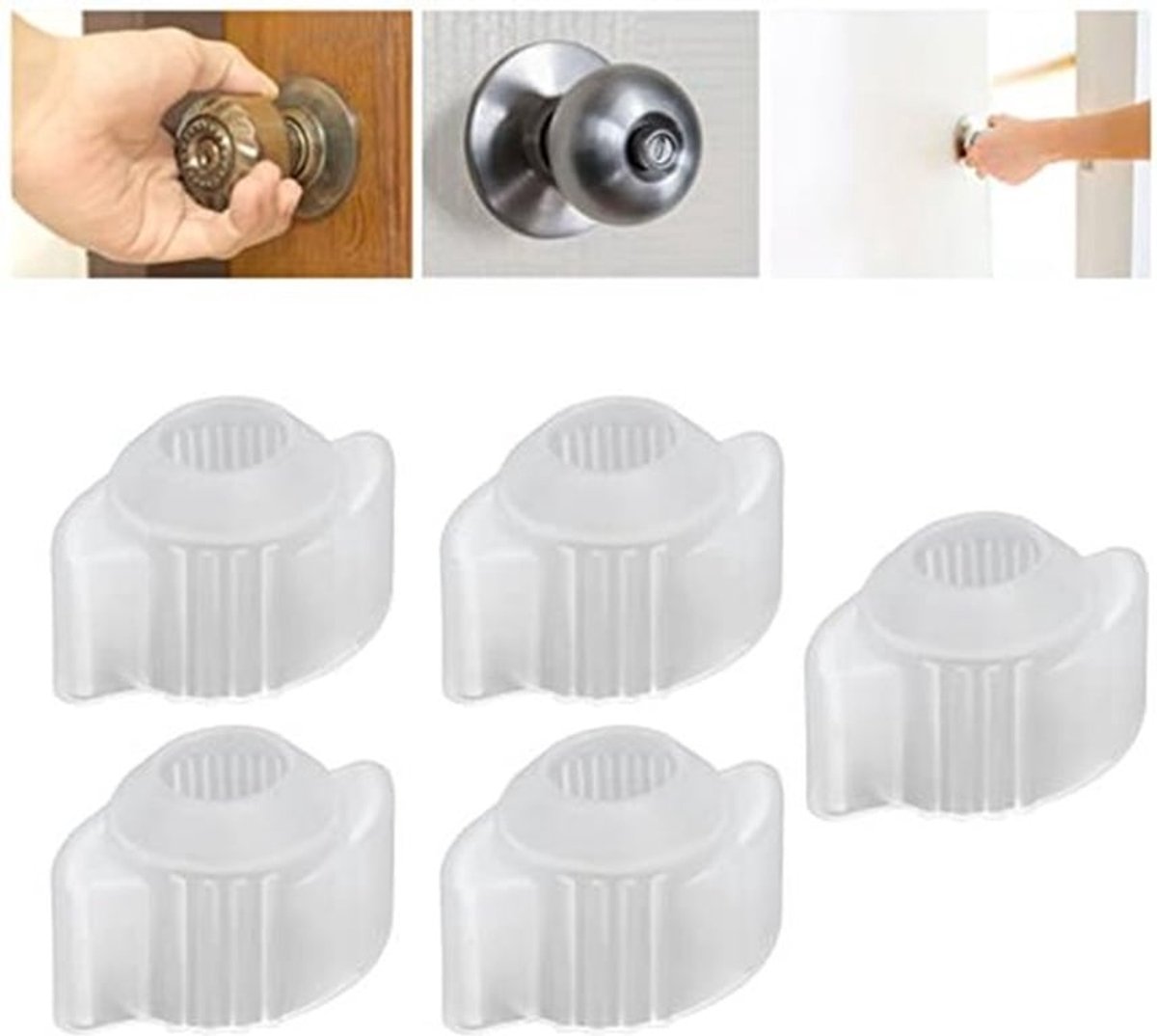 Deurknopafdekkingen, 5 STUKS Lichtgevende zachte siliconen deurknopbeschermingshoes voorkomt dat deuren worden geopend, 45 mm / 1,8 inch Diameter productbodem