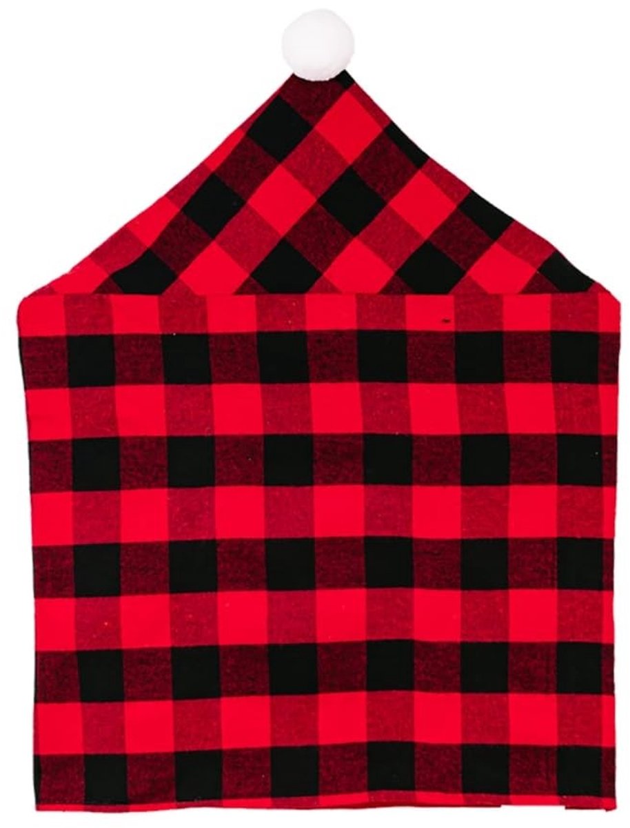 Kerststoelhoezen - Plaid met witte pluche bal