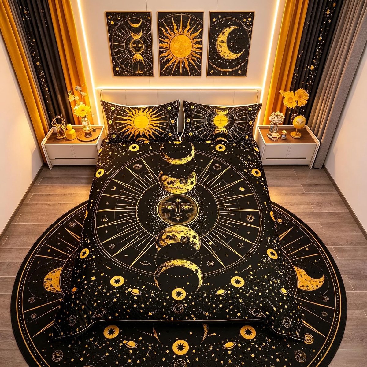 Zomerse Bohemian Dekbedovertrek Set met Maan en Sterren voor Kinderen en Tieners, Ademend en Zacht Bedlinnen voor Slaapkamer Decoratie