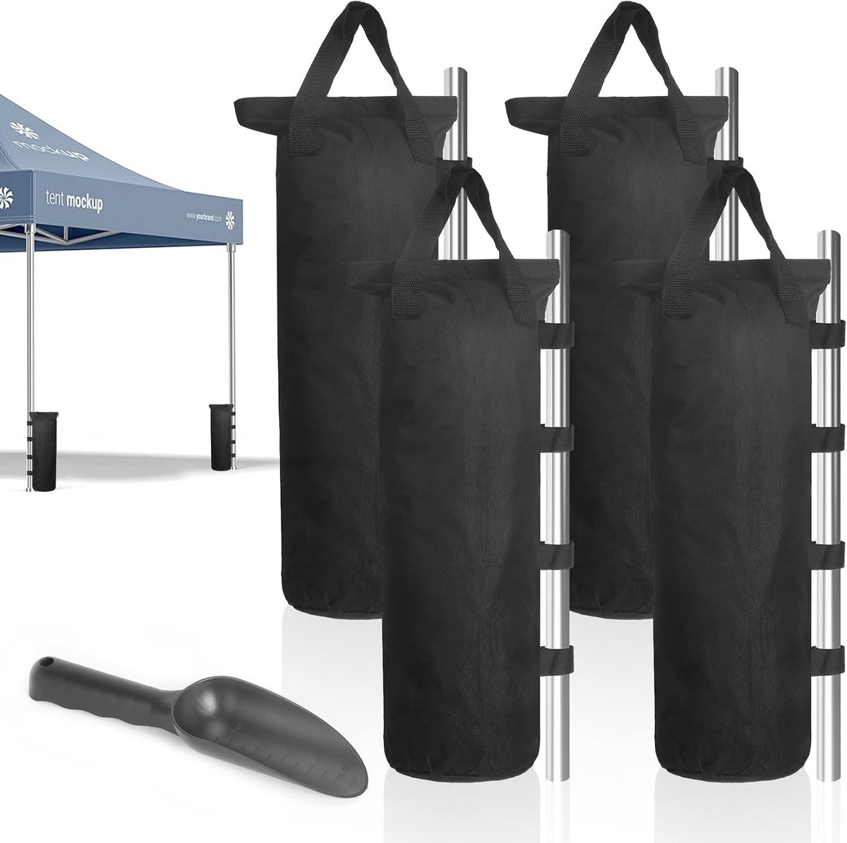 Set van 4 zandzakken voor paviljoen, super draagbaar, industrieel kwaliteitsgewicht voor pergola, partytent en strandscherm