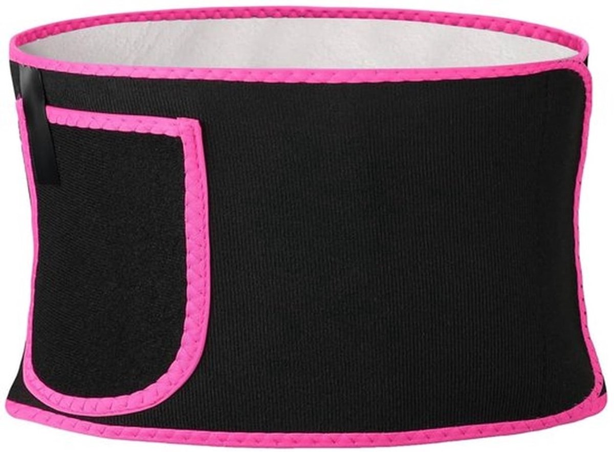 Verstevigingsriem voor Vrouwen en Mannen, Verstelbare Zweet Oefenriem, Rugsteunriem voor Slank Lichaamsvorm, Roze Rood met Tas