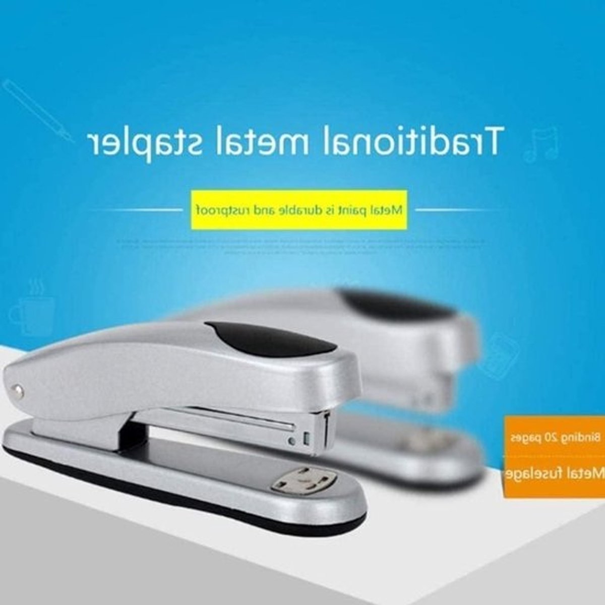 Nietmachine Metaal - Tacker Kantoor - Documenten Binden - Arbeidsbesparend Ontwerp - 20 Vellen - Zwart Zilver