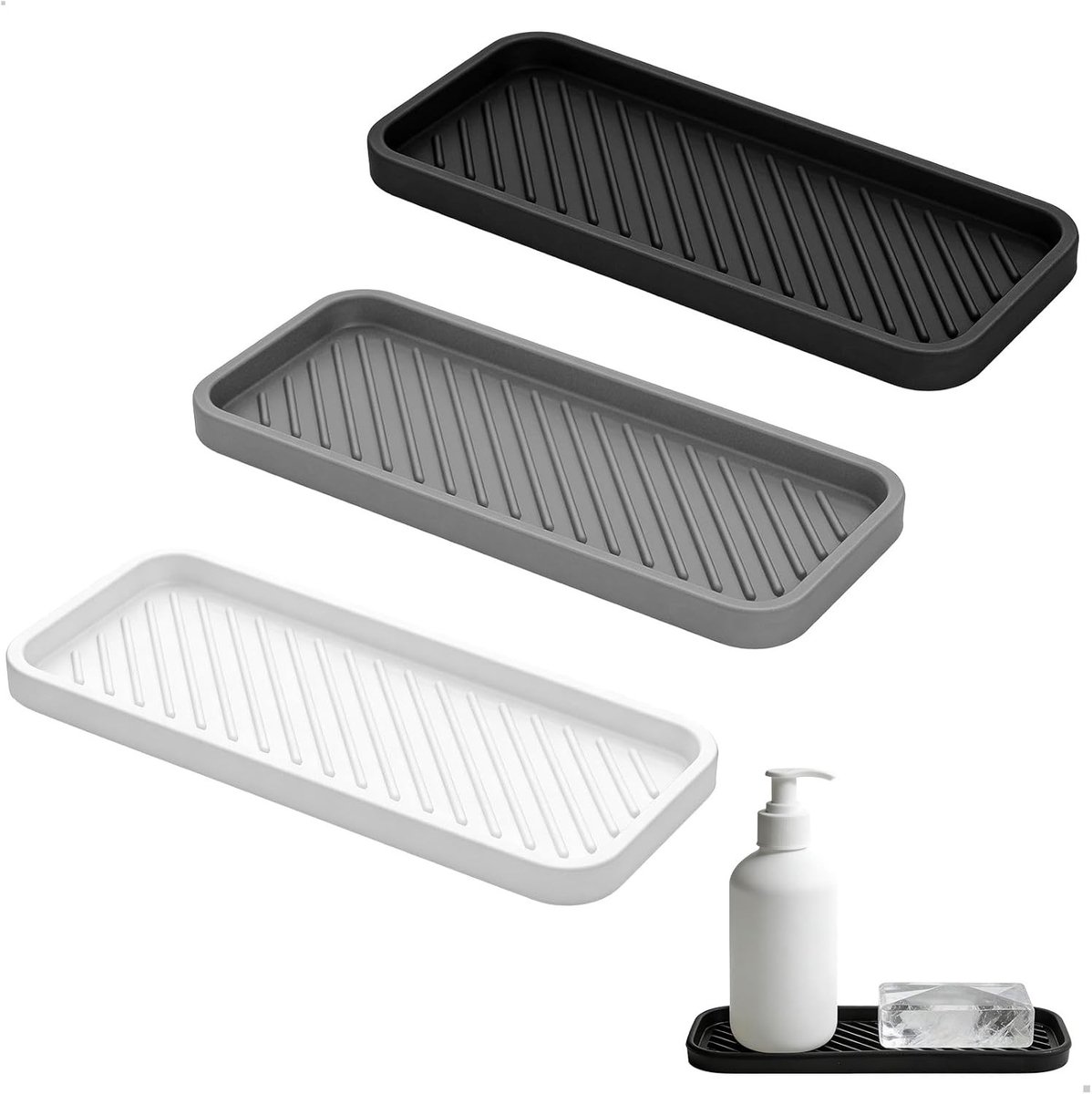 Multifunctionele Siliconen Afvoermat, 3-in-1 Keuken- en Badkameraccessoire voor Spons, Zeep en Afwasborstels